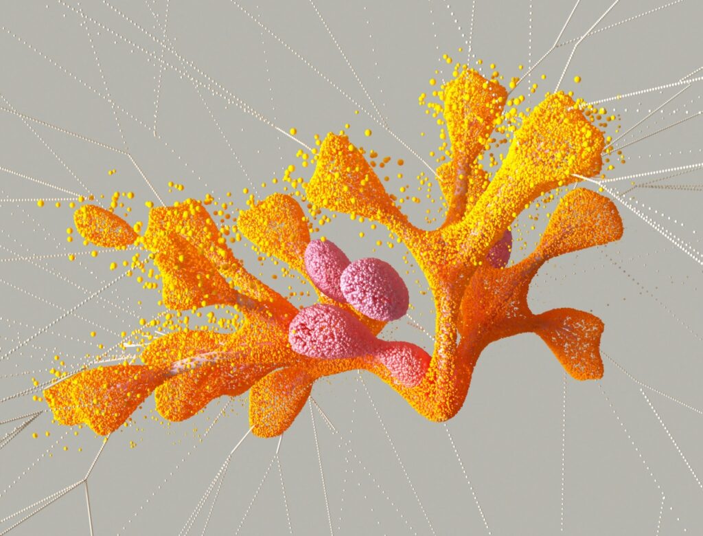 Visual representation of milestone tracking in clinical trials with dynamic biomolecular timelines and catalyst points