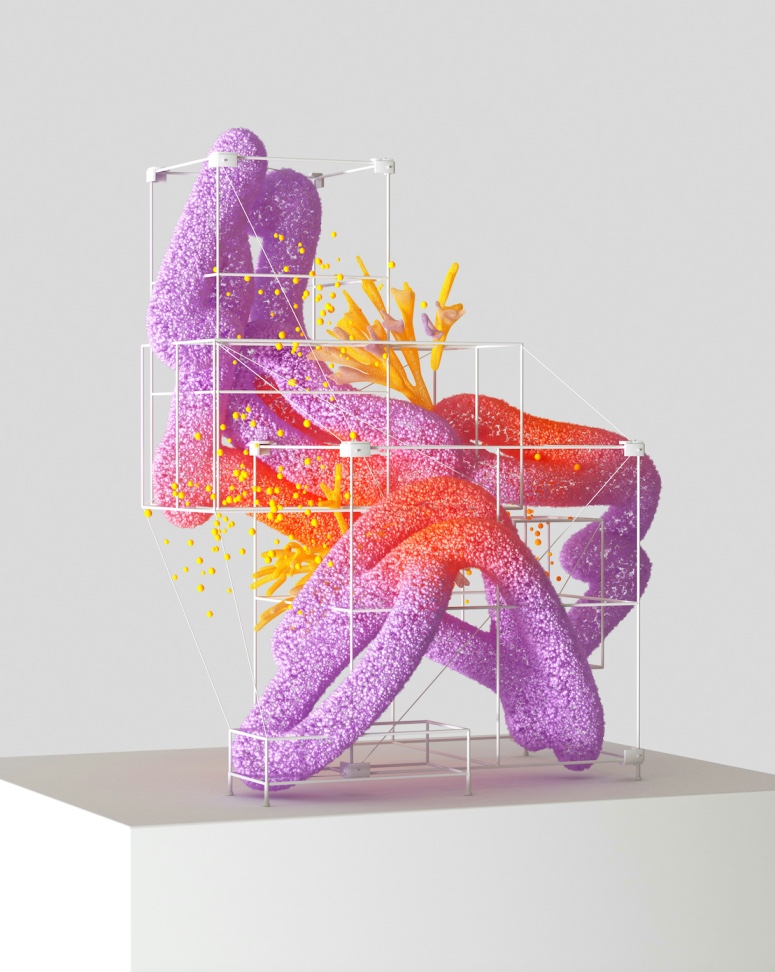 3D abstract visualization of sponsor mapping for clinical trials with data nodes and molecular pathways – representing sponsor intelligence analytics
