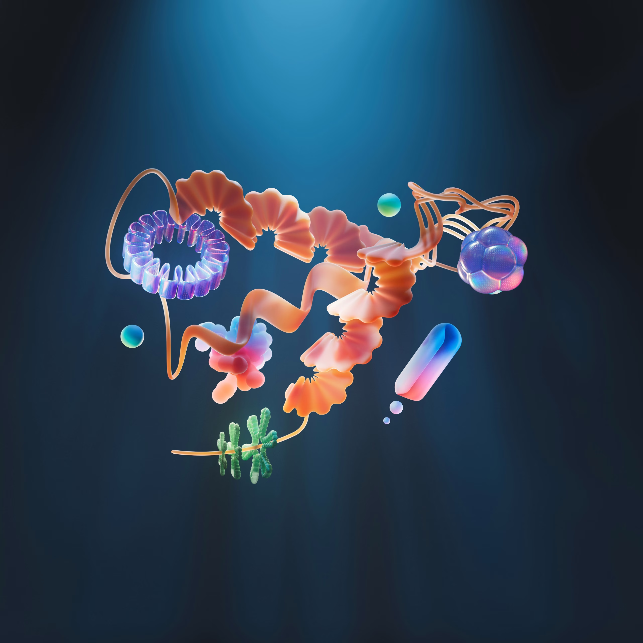 Biotech funding challenges represented by futuristic molecular structures